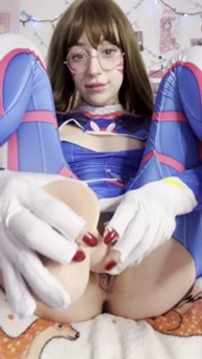 DVA FROM OVERWATCH FUCK HER HOLES RIDE DILDO AND SQUIRT