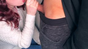 Outdoor blowjob on the balcony