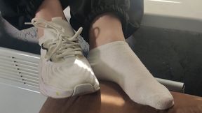 Lick my warm, salty gym socks and feet clean!