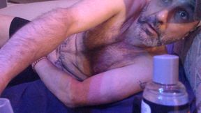Mature Hairy Italian Man ejaculates sperm on the couch