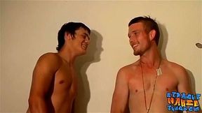 Two straight buddies stroking their cocks until cumming
