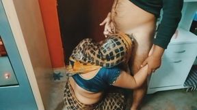 Beautiful Indian bhabhi having romance.