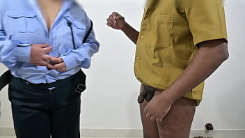 Airport security lady having fun with taxi driver