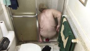 FatAssSmallDick uses giant humongous red butt plug