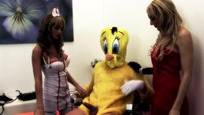 paige ashley and stacey saran get kinky in costume role play scene