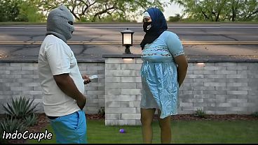 Amateur Asian hijab Muslim student gives a wet and sloppy deep-throat