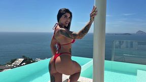 naughty brazilian rides a huge dick and takes a cumload on her tits! gabriella euzebio