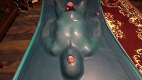 Male slave with electro cbt in the vacbed