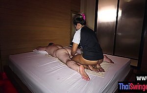 Horny big ass Asian slut Fon riding big white dick after she swallowed it