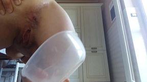 i make a healthy breakfast with my ass. a nice milk enema