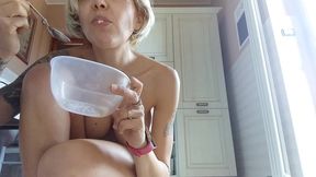 i make a healthy breakfast with my ass. a nice milk enema