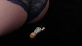Unaware giantess keeps sitting on little man