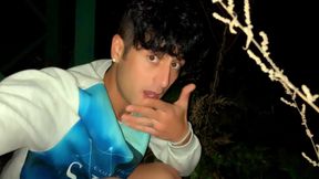 Teen Is Pushing Out Cum of His Ass and Tasting Anal Creampie Outdoor