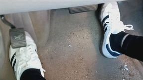 Evalynn self-film Driving in Adidas Sneakers