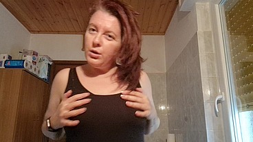 Hair dye apron with sexy latex gloves and hairy armpits