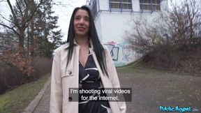 FAKEHUB - Black Haired Beauty Wild Nicol Bends Knees & Rides Martin's Cock To Earn Some Cash