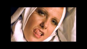 Double Penetration and Cumshot in Mouth for Sinful Busty Redhead MILF Nun with Hairy Pussy