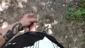 Cumshot on 'cum Here' Tree, Showing Cum Close up and Piss at a Cruising Area