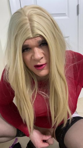 Shemale amateur stands up and shows off talking dirty  and showing off clit cock and ass   Clip 1