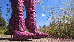 Pink Leopard Holo Stiletto Boots 2