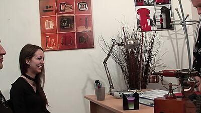 Amateur anal casting couch of a skinny french brunette in stockings