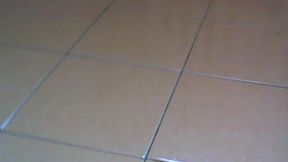 go crazy! she lick her pee on the floor and farts