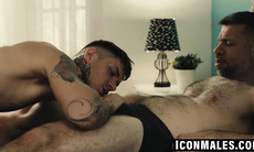 Tristan Jaxx dominates tattooed Zak Bishop with rough anal and skinny spooning