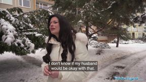 Hot British Wife Creampied by her First BIG COCK - Public Agent
