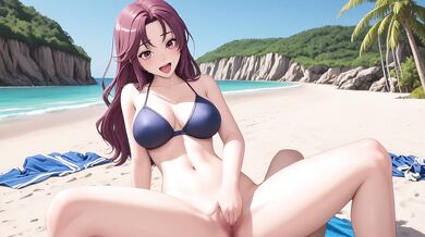 Sloppy Beach Blowjob Purple Hair Big Tits Gushing Creampie