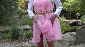 Mature Sissy Pleases with Anal Toys in Satin & Stockings