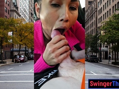 Thai MILF big cock car blowjob in public