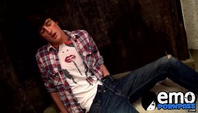 Young and skinny gay dude wanks his cock before cumshot