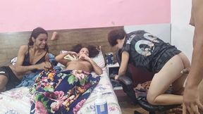 gravida de 09 meses, sem poder transar, chama as amigas para dar o cu para o marido.