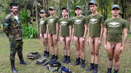 Soldier Fuckfest Ends With Them Covered in Cum