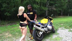 Blonde Nadia White gets a ride on my bike and then lets me ride that sweet pussy 1 of 4