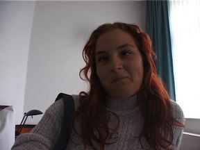 Hairy redhead bbw fingers her pussy on the bed