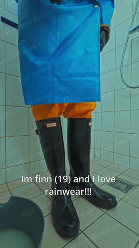Rainwear Twink Plays With Slime