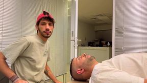 sexy middle eastern straight guy dominates and humiliates untrained slut - spit roast, piss drinking , deepthroat training and cum feeding