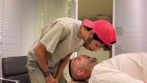 sexy middle eastern straight guy dominates and humiliates untrained slut - spit roast, piss drinking , deepthroat training and cum feeding