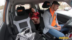 Dark-haired nympho Nataly Gold gets boned in the car