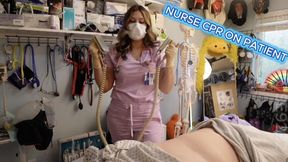 4 min BG Many POVs Nurse Luna walks in on patient x and he is in cardiac arrest and flatlines, watch me perform CPR on Patient X and use my ambu bag and push EPI, and then finally use the defibrillator