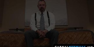 Hairy bear slave Aidan Fox gets banged bareback by a big-dicked doctor