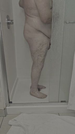 Chub with a small dick taking a Shower   Clip 1