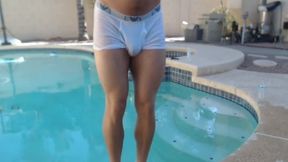 American Model Chase Jumps into Pool