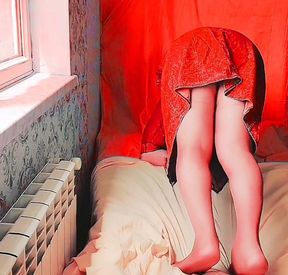 Playful Femboy Teasing with Skirt in Windy Street