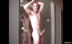 Cute redhead dude having fun doing show