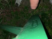 Cum on light pole and taste own cum