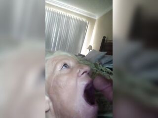 My recent granny gets cum in throat