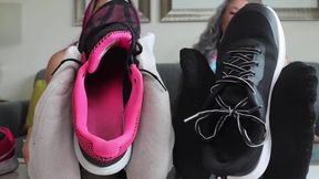 Foot Pervert Sniffs Gym Girls Stinky Sneaker Feet with Barefoot Mel and Phoenix Stacy 1080p