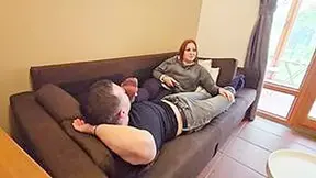 Foot In Face Handjob